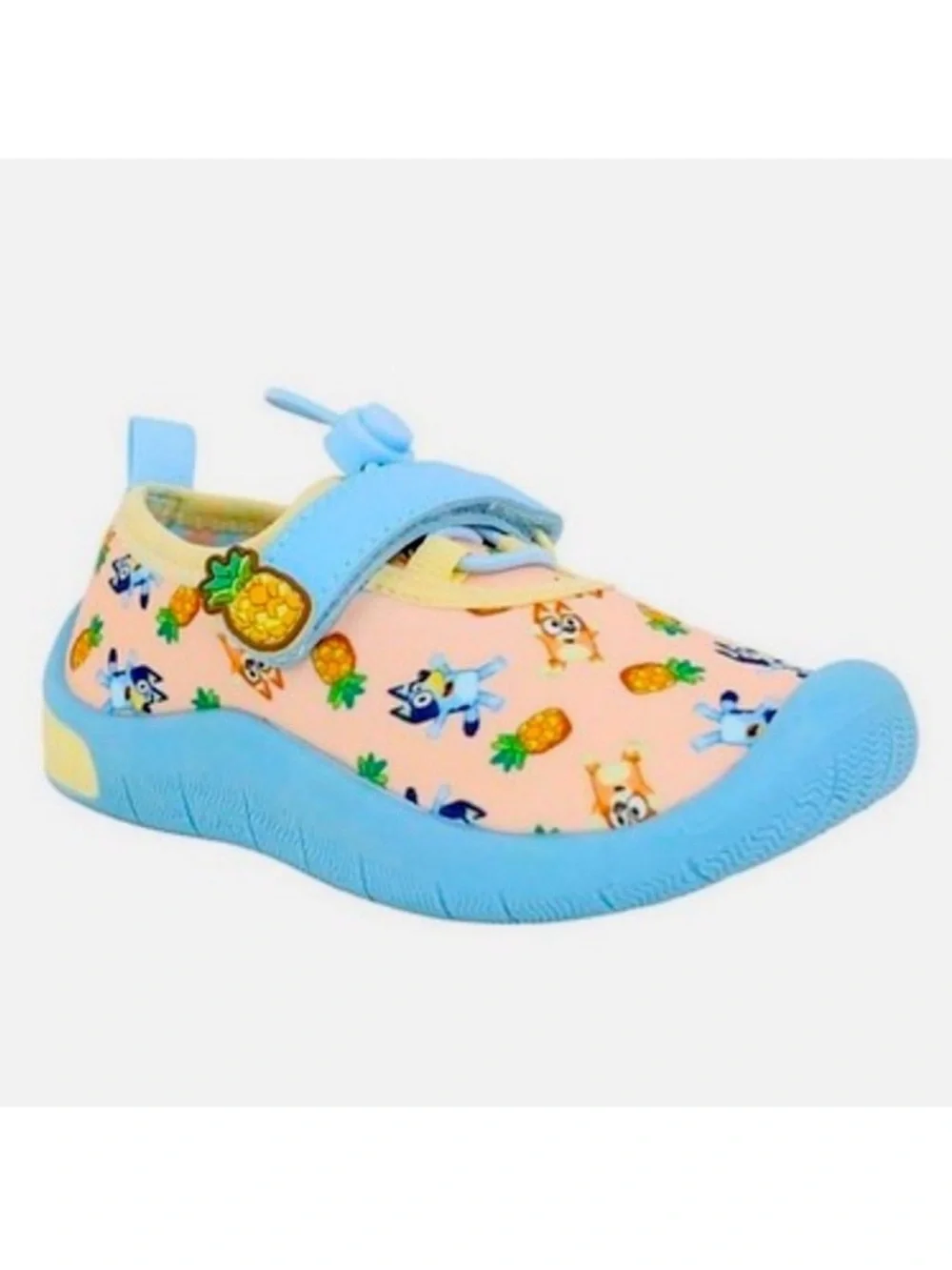 Bluey Kids Water Shoes w/ Pineapple Design Quick Drying Slip On, Size 11/12 New!